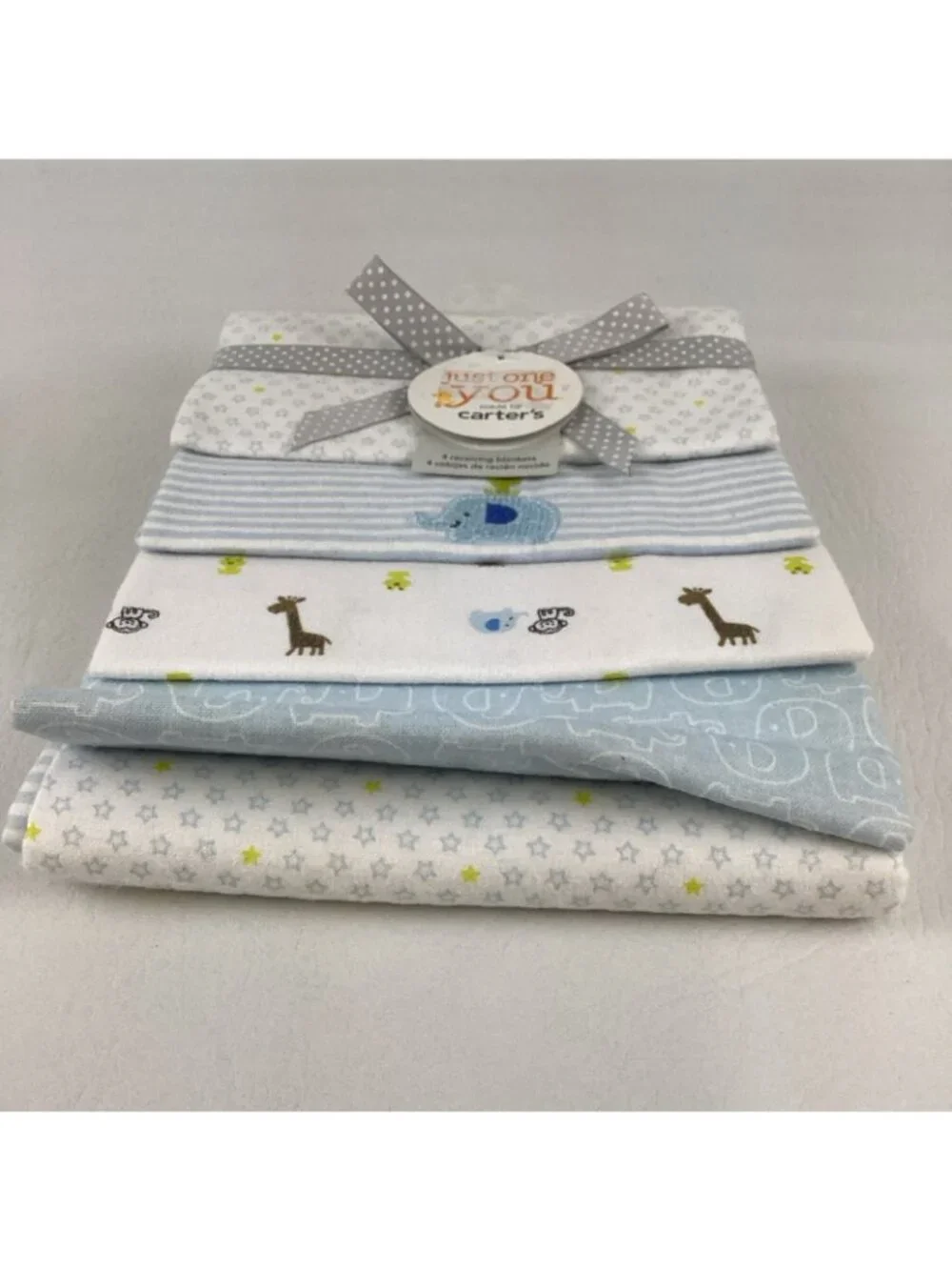 Carter's Just One You Receiving Blanket Set Plush Teether Rattle Clip Animal New